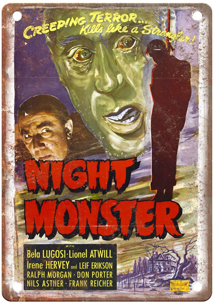 Night Monster 1942 Vintage Movie Poster Old Retro Look Metal Sign