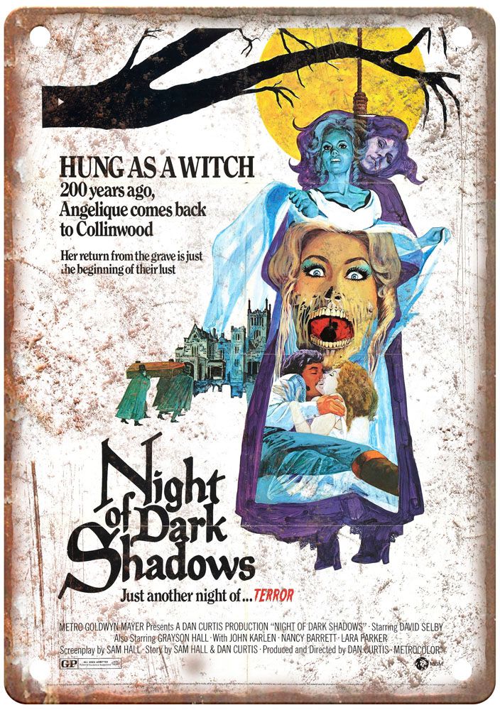 Night Of Dark Shadows Vintage Movie Poster Old Retro Look Metal Sign