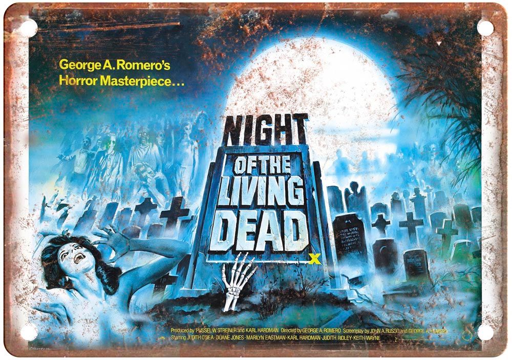 Night Of Living Dead 1968 Vintage Movie Poster Old Retro Look Metal Sign