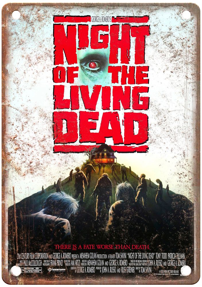 Night Of Living Dead 1990 Vintage Movie Poster Old Retro Look Metal Sign