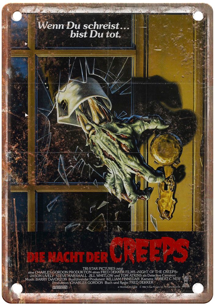 Night Of The Creeps Vintage Movie Poster Old Retro Look Metal Sign