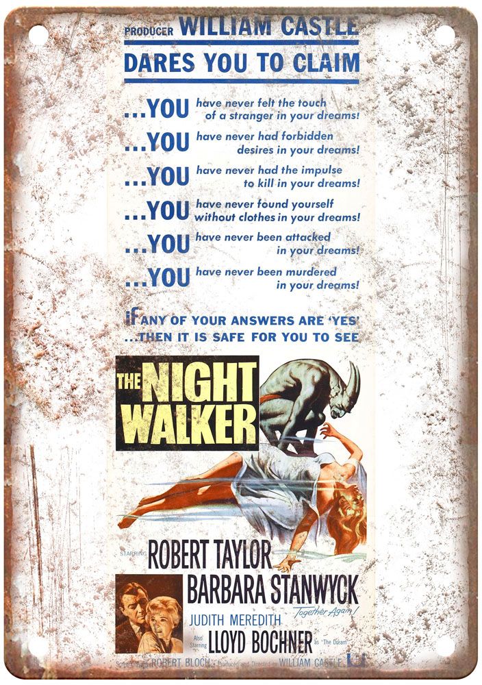 Night Walker Vintage Movie Poster Old Retro Look Metal Sign