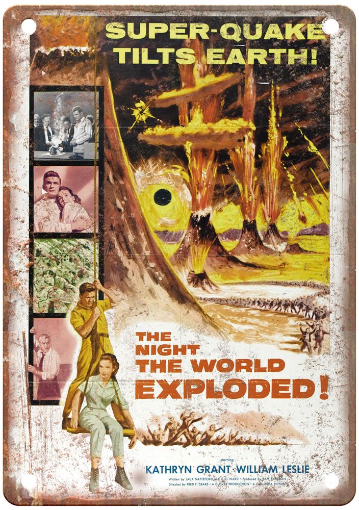 Night World Exploded Vintage Movie Poster Old Retro Look Metal Sign