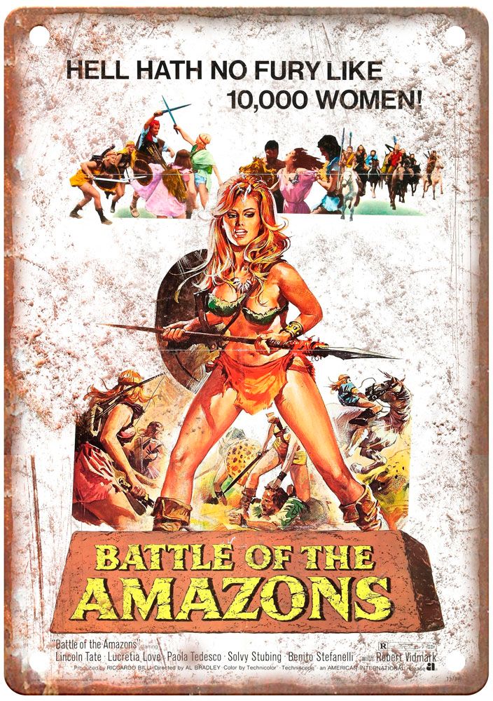 Battle Of The Amazons Vintage Movie Poster Old Retro Look Metal Sign