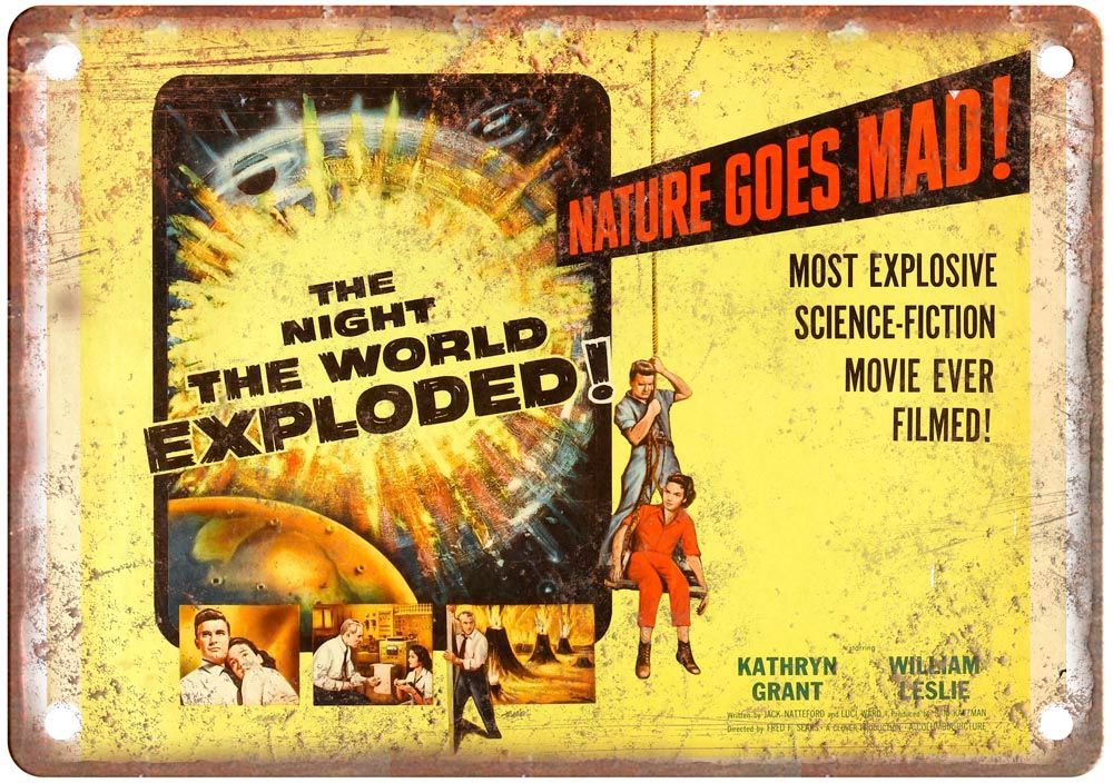 Night World Exploded Vintage Movie Poster Old Retro Look Metal Sign