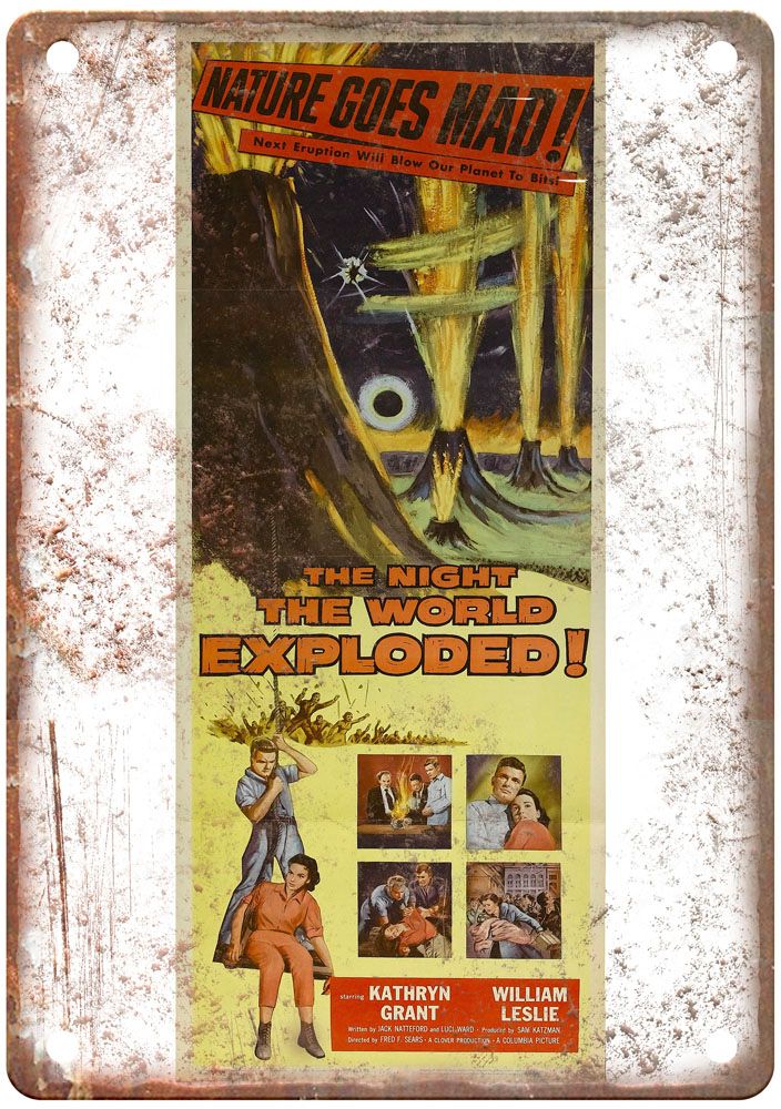 Night World Exploded Vintage Movie Poster Old Retro Look Metal Sign