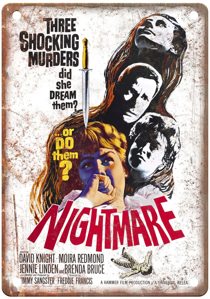 Nightmare 1964 Vintage Movie Poster Old Retro Look Metal Sign