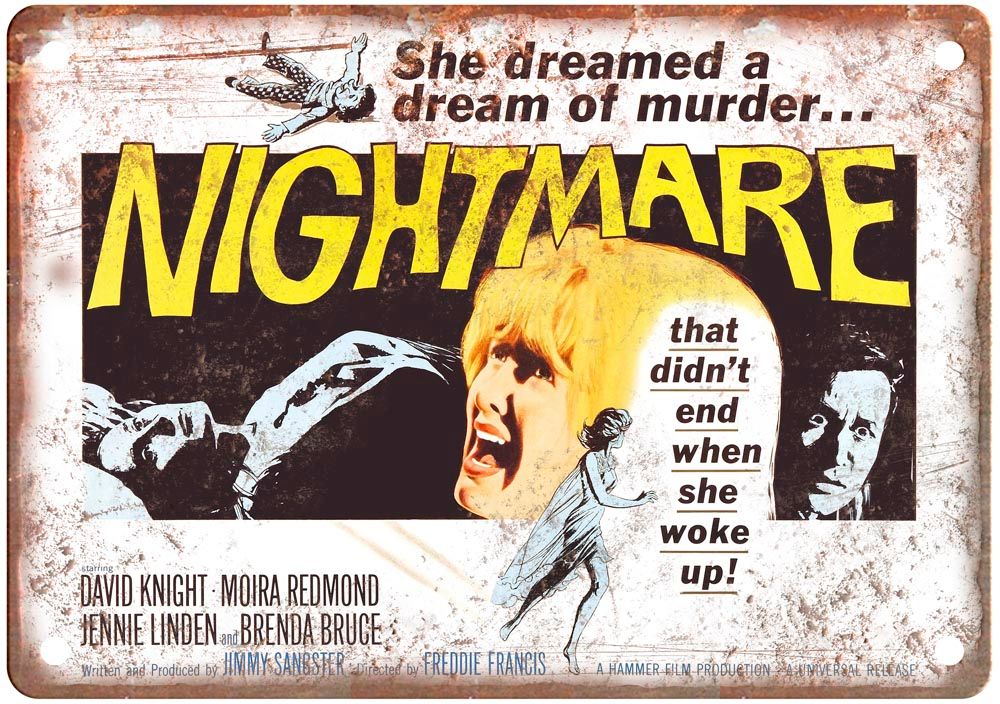 Nightmare 1964 Vintage Movie Poster Old Retro Look Metal Sign