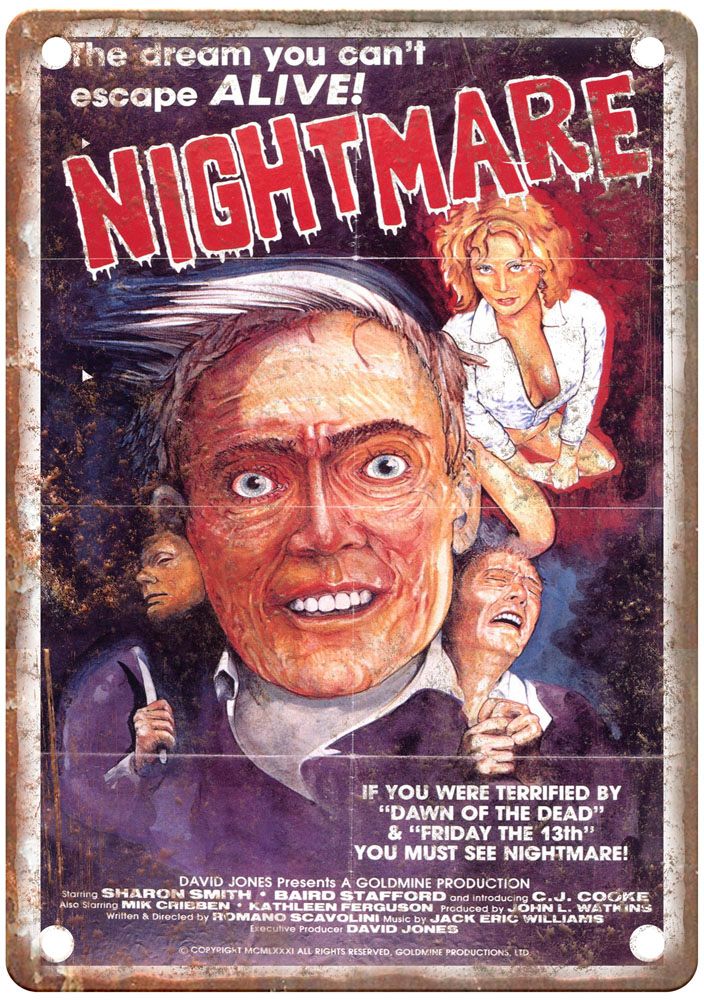 Nightmare 1981 Vintage Movie Poster Old Retro Look Metal Sign