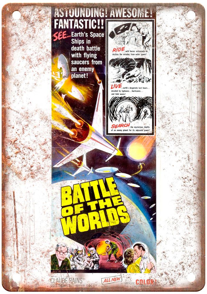 Battle Of Worlds Vintage Movie Poster Old Retro Look Metal Sign