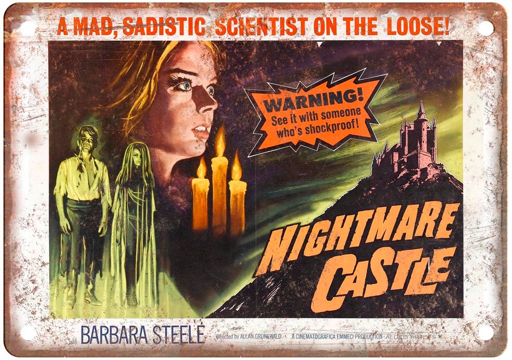 Nightmare Castle 0 Vintage Movie Poster Old Retro Look Metal Sign