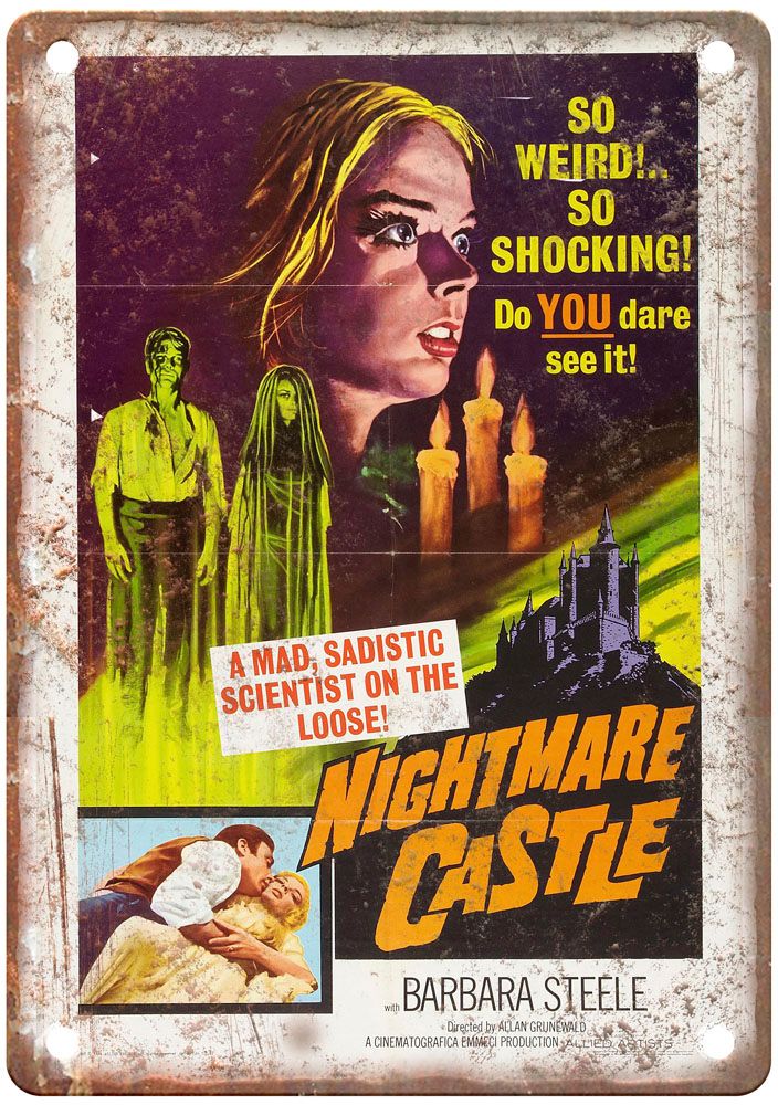 Nightmare Castle Vintage Movie Poster Old Retro Look Metal Sign