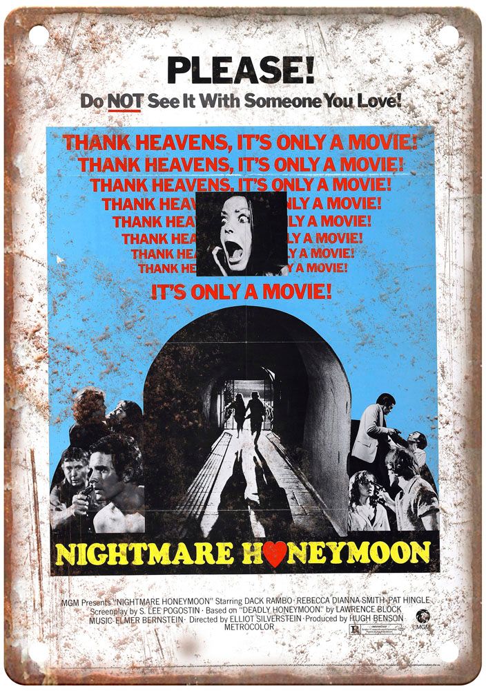 Nightmare Honeymoon Vintage Movie Poster Old Retro Look Metal Sign