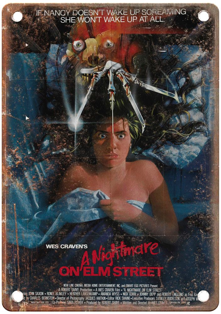 Nightmare On Elm Street 1 Vintage Movie Poster Old Retro Look Metal Sign