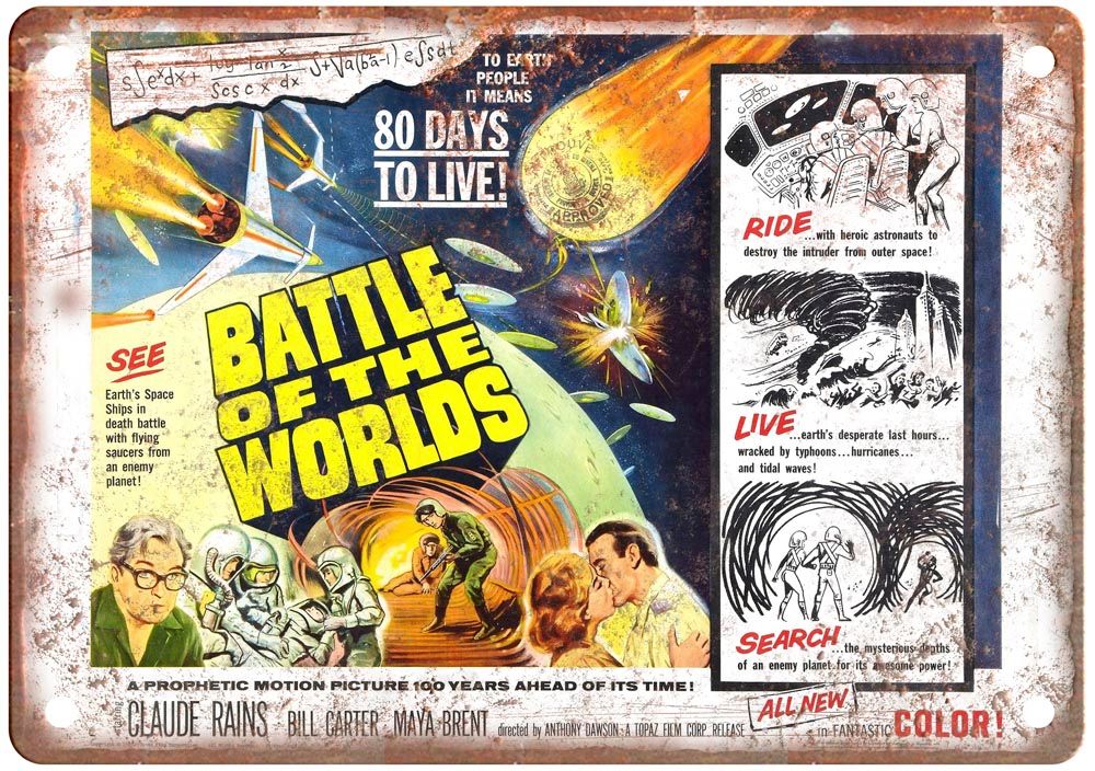 Battle Of Worlds Vintage Movie Poster Old Retro Look Metal Sign