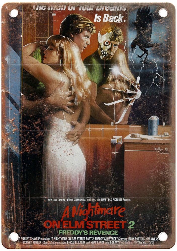 Nightmare On Elm Street 2 Vintage Movie Poster Old Retro Look Metal Sign