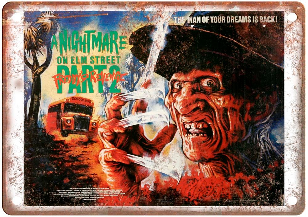 Nightmare On Elm Street 2 Vintage Movie Poster Old Retro Look Metal Sign