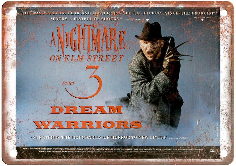 Nightmare On Elm Street 3 Vintage Movie Poster Old Retro Look Metal Sign