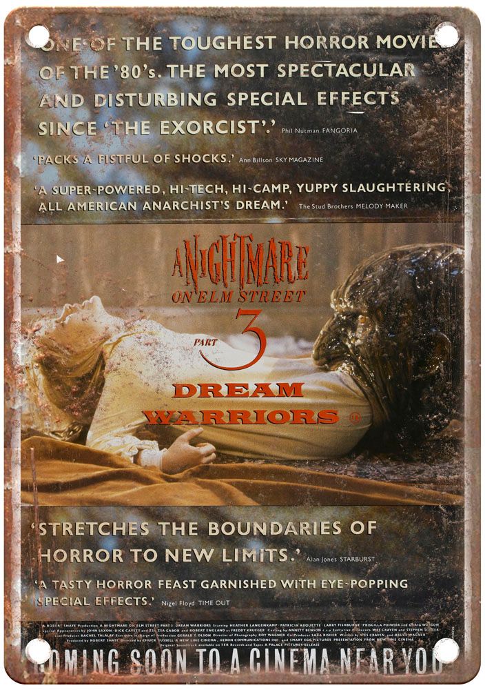 Nightmare On Elm Street 3 Vintage Movie Poster Old Retro Look Metal Sign