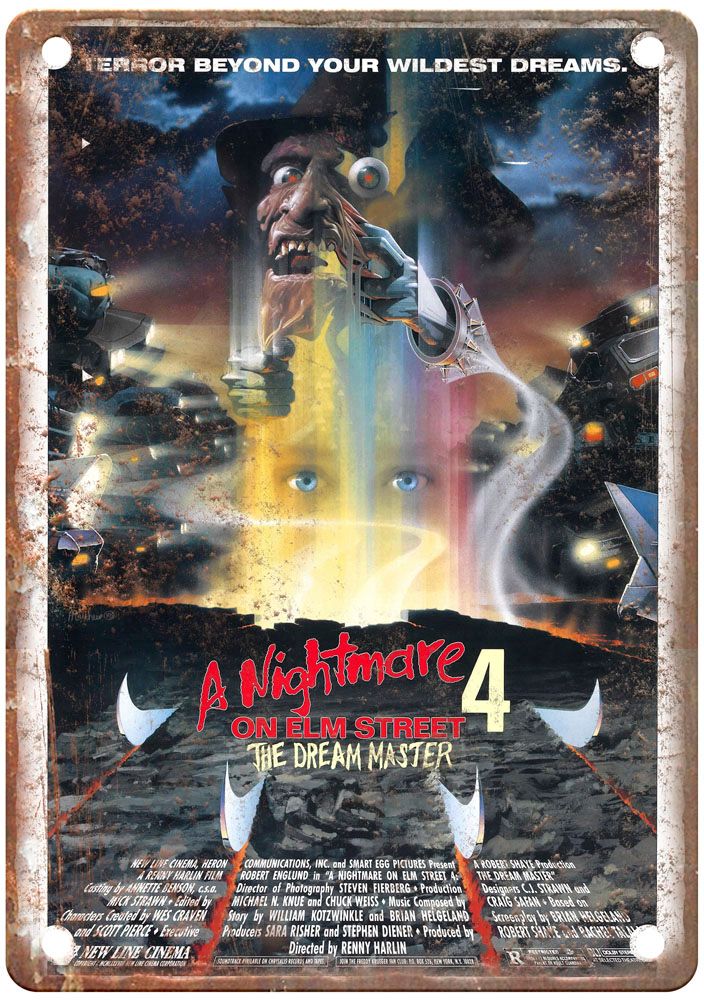 Nightmare On Elm Street 4 Vintage Movie Poster Old Retro Look Metal Sign