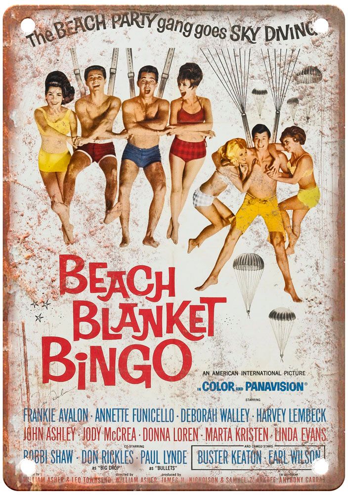 Beach Blanket Bingo Vintage Movie Poster Old Retro Look Metal Sign