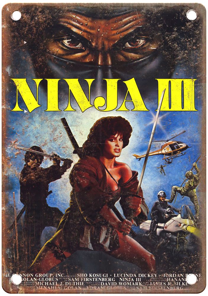 Ninja 3 Vintage Movie Poster Old Retro Look Metal Sign