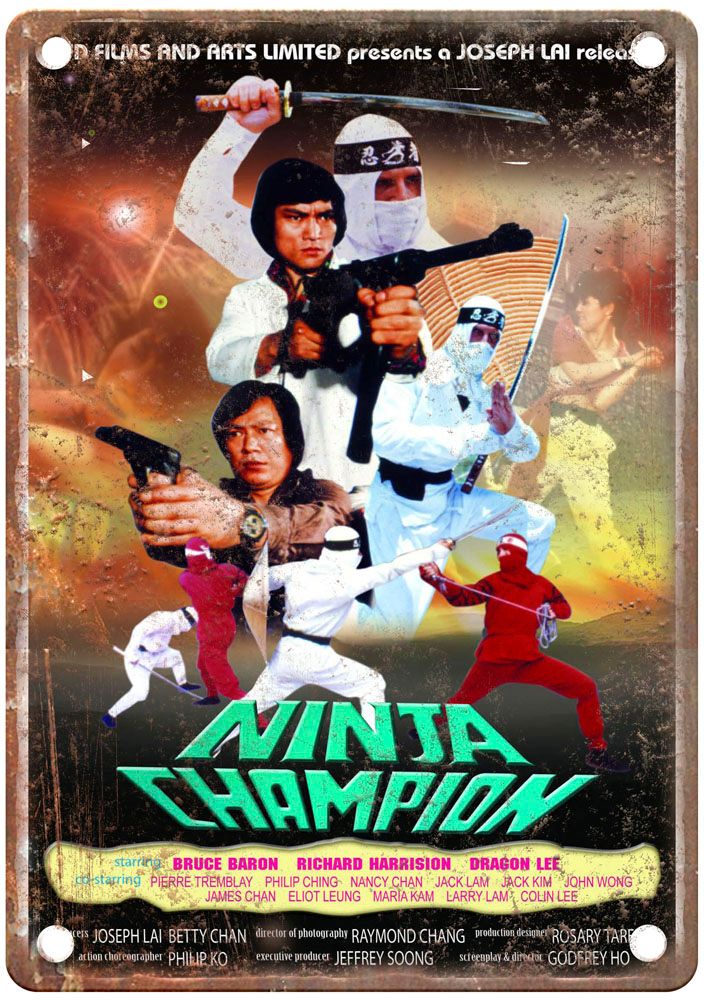 Ninja Champion Vintage Movie Poster Old Retro Look Metal Sign