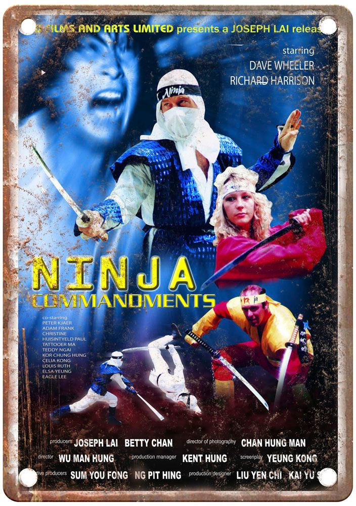 Ninja Commandments Vintage Movie Poster Old Retro Look Metal Sign