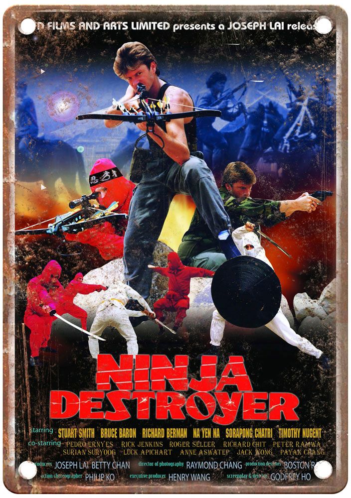 Ninja Destroyer Vintage Movie Poster Old Retro Look Metal Sign