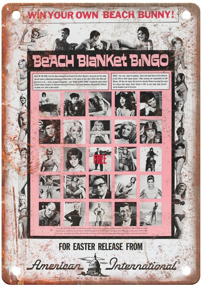 Beach Blanket Bingo Vintage Movie Poster Old Retro Look Metal Sign