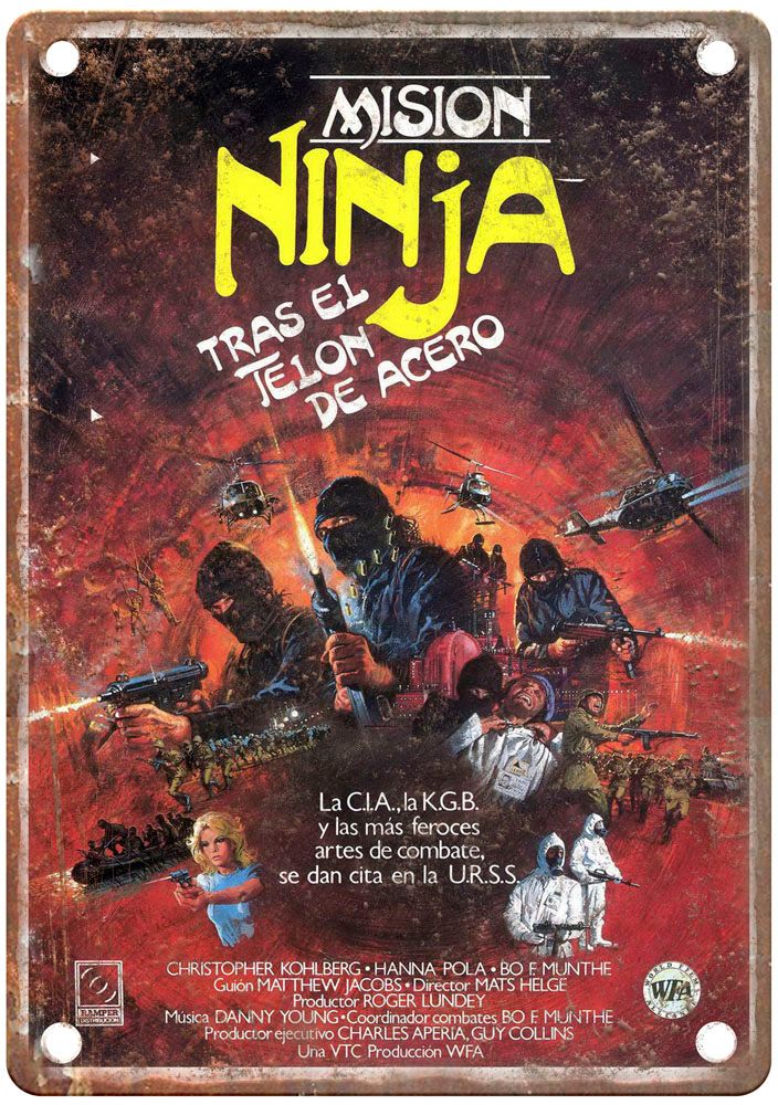 Ninja Mission Vintage Movie Poster Old Retro Look Metal Sign