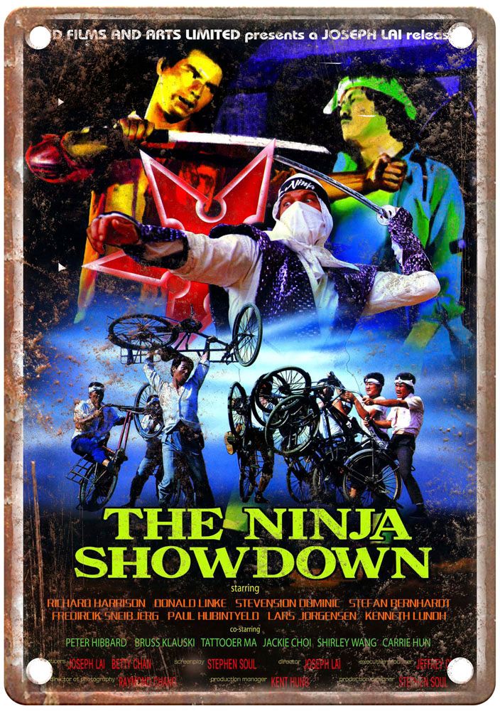 Ninja Showdown Vintage Movie Poster Old Retro Look Metal Sign