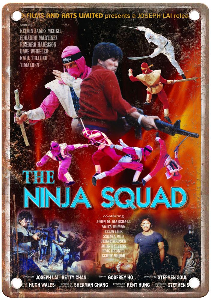 Ninja Squad Vintage Movie Poster Old Retro Look Metal Sign