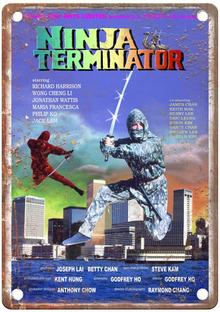 Ninja Terminator Vintage Movie Poster Old Retro Look Metal Sign