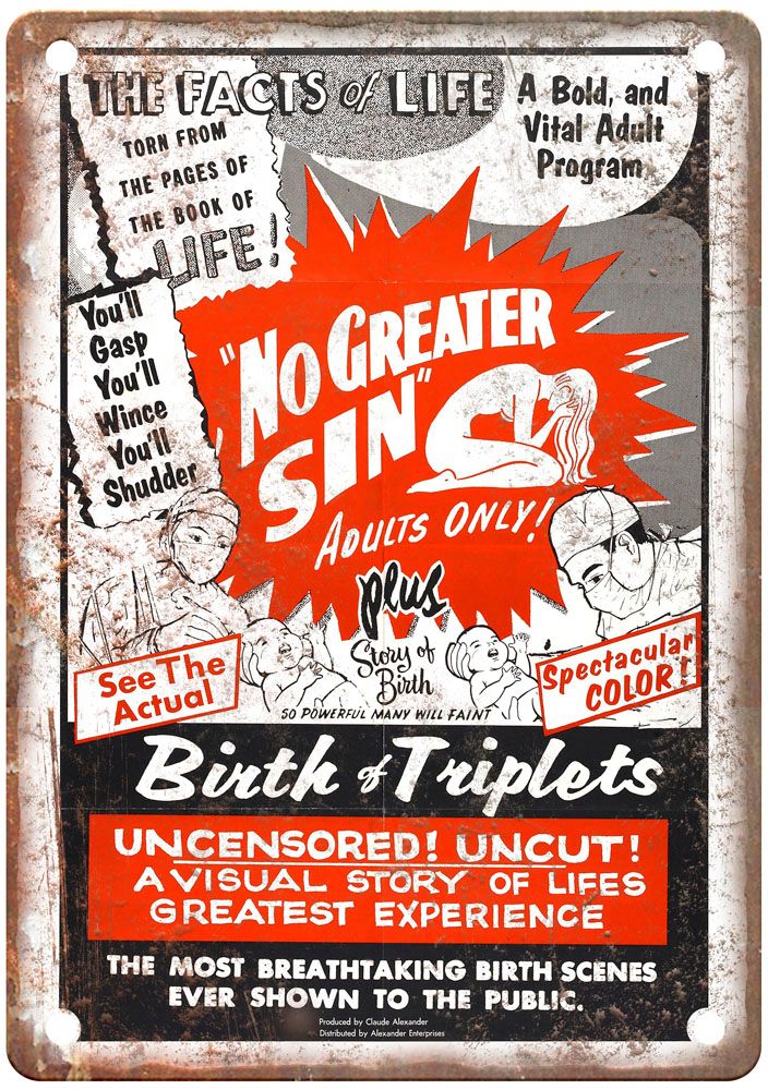 No Greater Sin Vintage Movie Poster Old Retro Look Metal Sign