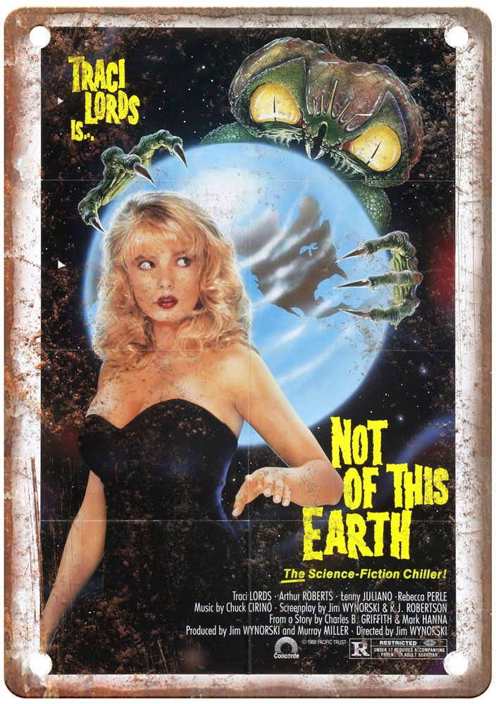 Not Of This Earth 1988 Vintage Movie Poster Old Retro Look Metal Sign