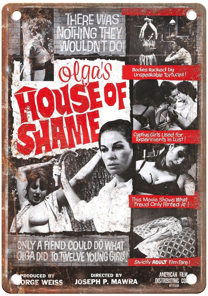 Olgas House Of Shame Vintage Movie Poster Old Retro Look Metal Sign