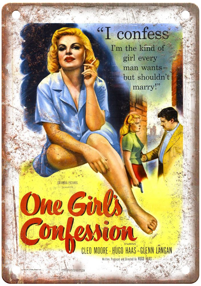 One Girls Confession Vintage Movie Poster Old Retro Look Metal Sign