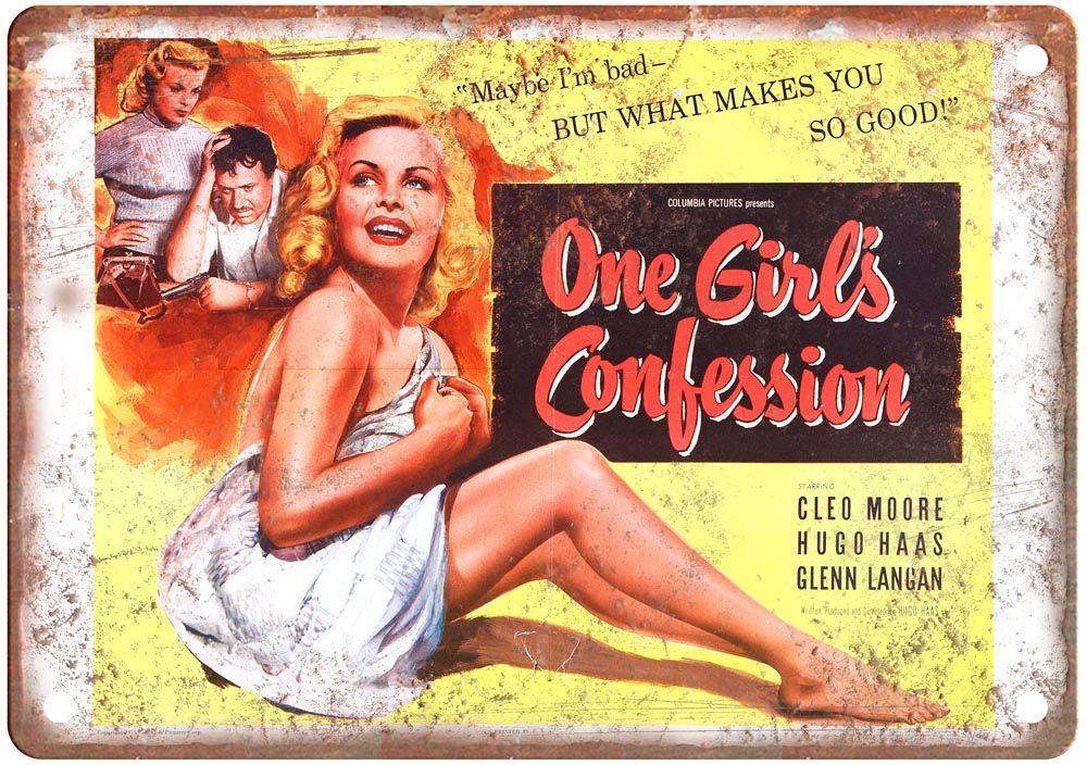 One Girls Confession Vintage Movie Poster Old Retro Look Metal Sign