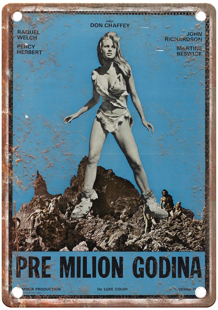 One Million Years Bc Vintage Movie Poster Old Retro Look Metal Sign