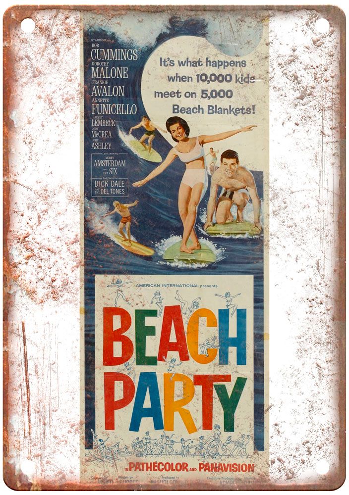 Beach Party Vintage Movie Poster Old Retro Look Metal Sign