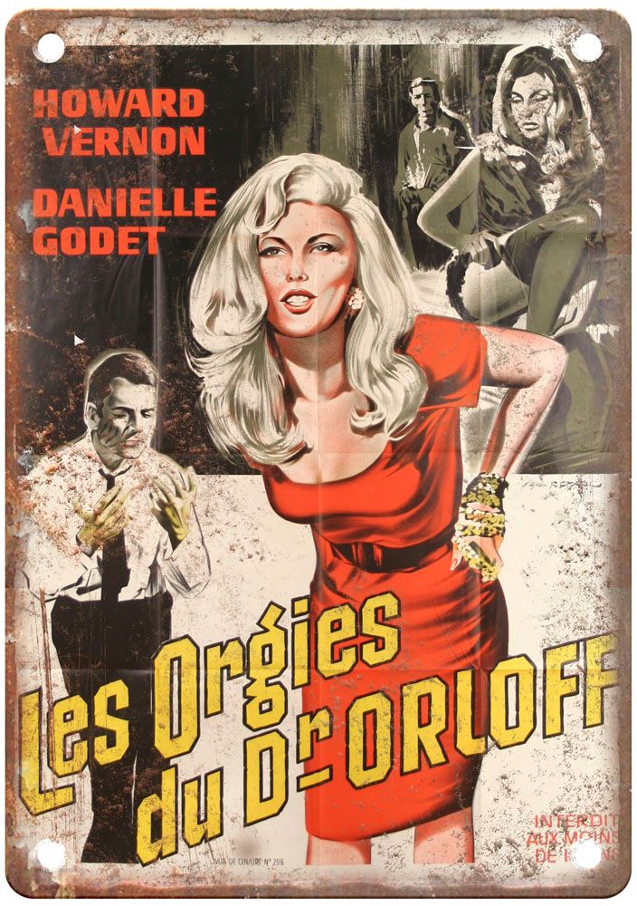 Orgies Of Dr Orloff Vintage Movie Poster Old Retro Look Metal Sign