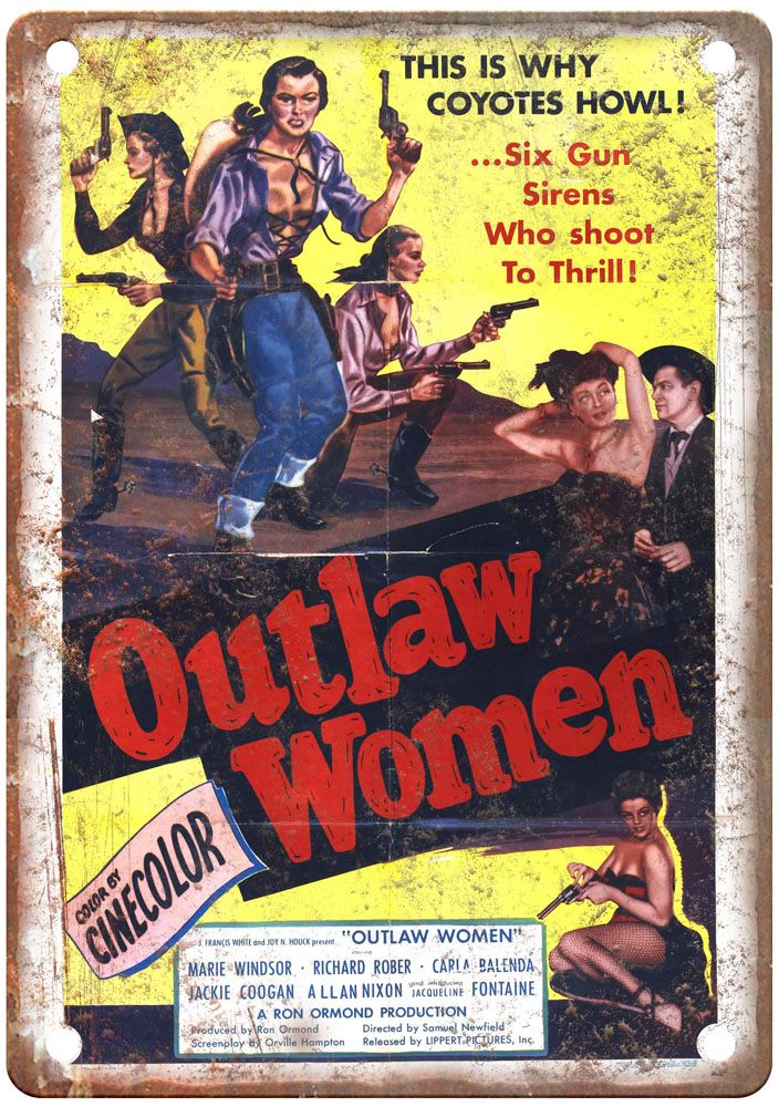 Outlaw Women Vintage Movie Poster Old Retro Look Metal Sign