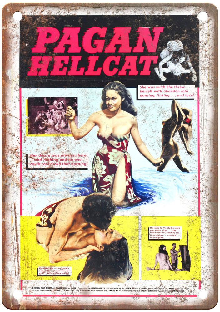 Pagan Hellcat Vintage Movie Poster Old Retro Look Metal Sign