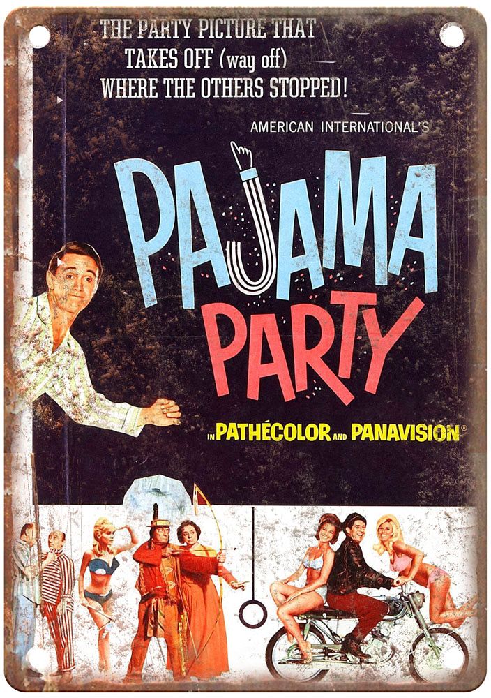 Pajama Party Vintage Movie Poster Old Retro Look Metal Sign