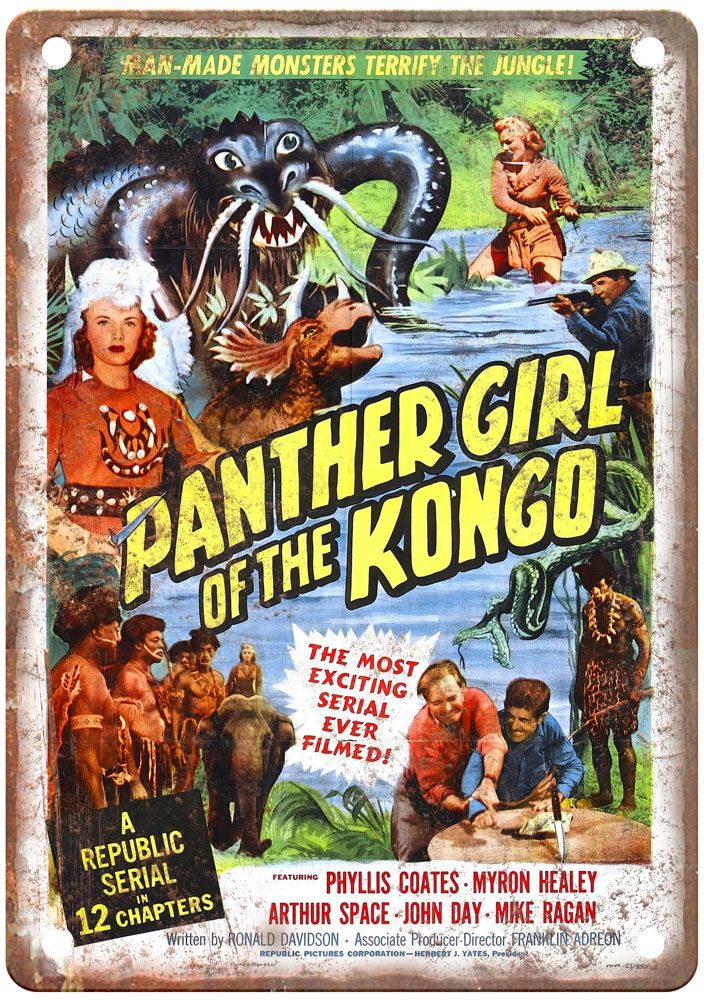 Panther Girl Of Congo Vintage Movie Poster Old Retro Look Metal Sign