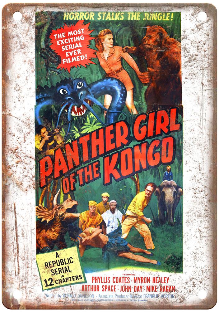 Panther Girl Of Congo Vintage Movie Poster Old Retro Look Metal Sign