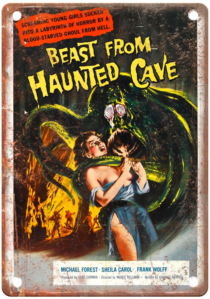 Beast From Haunted Cave Vintage Movie Poster Old Retro Look Metal Sign