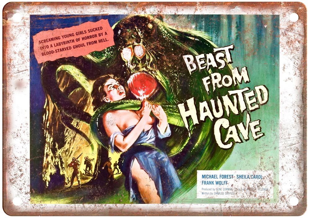 Beast From Haunted Cave Vintage Movie Poster Old Retro Look Metal Sign