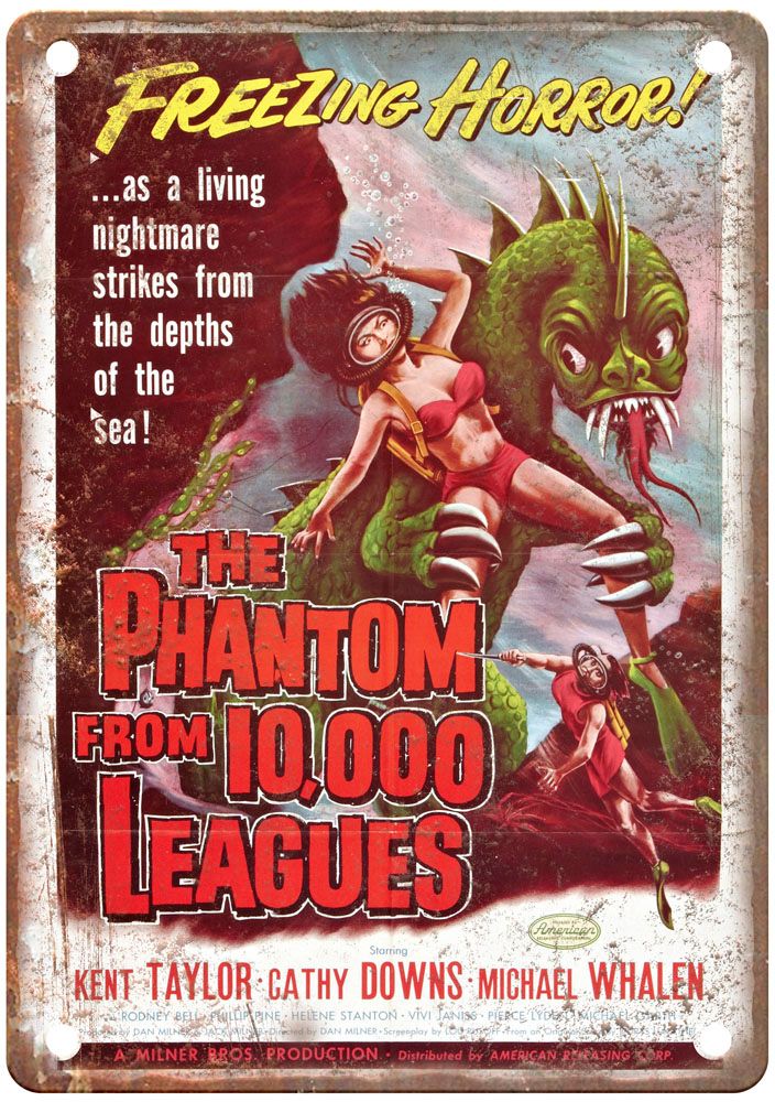 Phantom From 10000 Leagues Vintage Movie Poster Old Retro Look Metal Sign